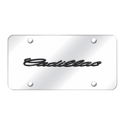 cadillac-script-license-license-plate-black-pearl-on-mirrored