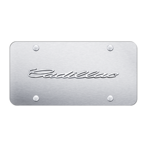 Cadillac Script License Plate - Chrome on Brushed