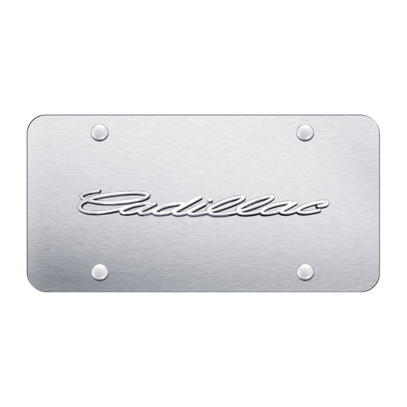 cadillac-script-license-license-plate-chrome-on-brushed