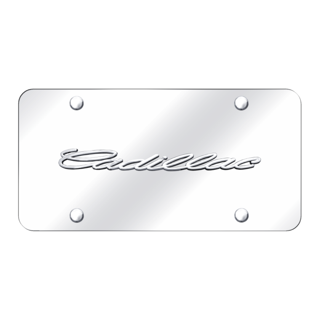 cadillac-script-license-plate-chrome-on-mirrored