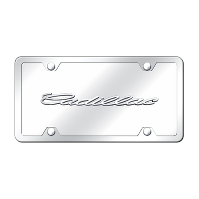 Cadillac Script License Plate Kit - Chrome on Mirrored
