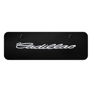 Cadillac Script Mini License Plate - Chrome on Black