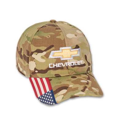 Chevrolet Bowtie Camo American Flag Hat / Cap