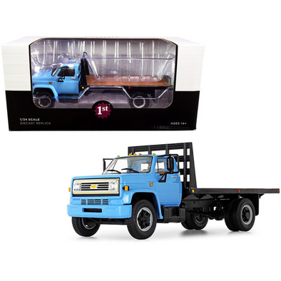 Chevrolet C65 Flatbed Truck Blue and Black 1/34 Diecast Model by First Gear