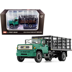 Chevrolet C65 Stake Truck Green and Black 1/64 Diecast Model by DCP/First Gear
