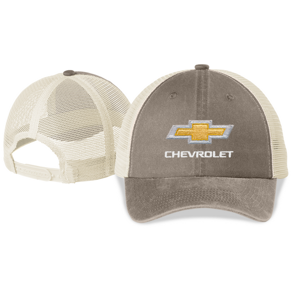 Chevrolet Gold Bowtie Beach Wash Mesh Hat / Cap