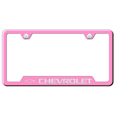 Chevrolet License Plate Frame - Pink Stainless Steel