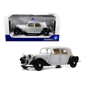 Citroen Traction 11CV Silver and Black 1/18 Diecast Model Car by Solido