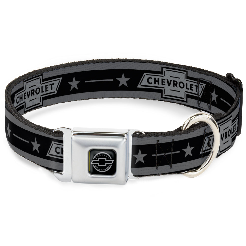 Vintage Chevrolet 1934 Bowtie Logo Stars & Stripes Black & Gray Seatbelt Buckle Collar