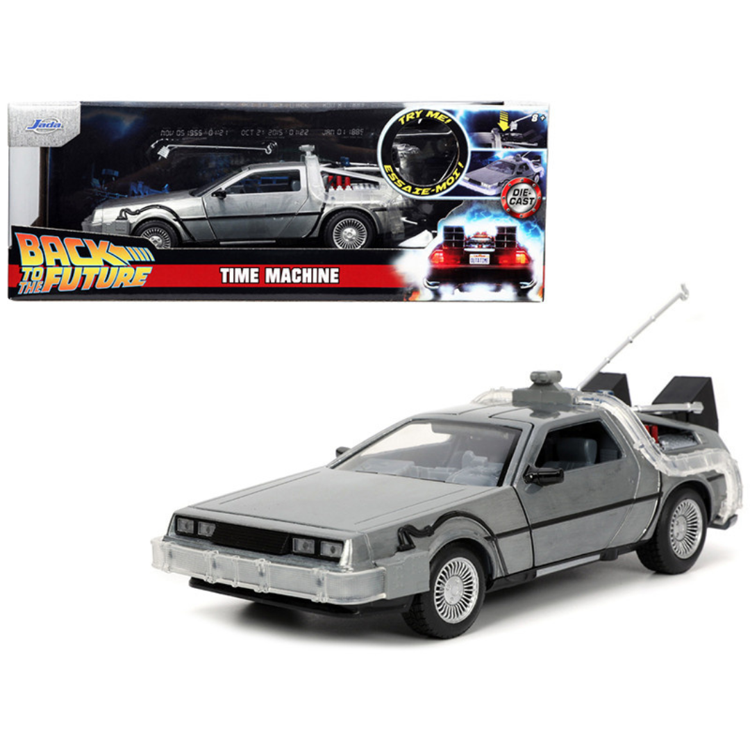 delorean-time-machine-back-to-the-future-1985-hollywood-rides-1-24-diecast-model-car-by-jada