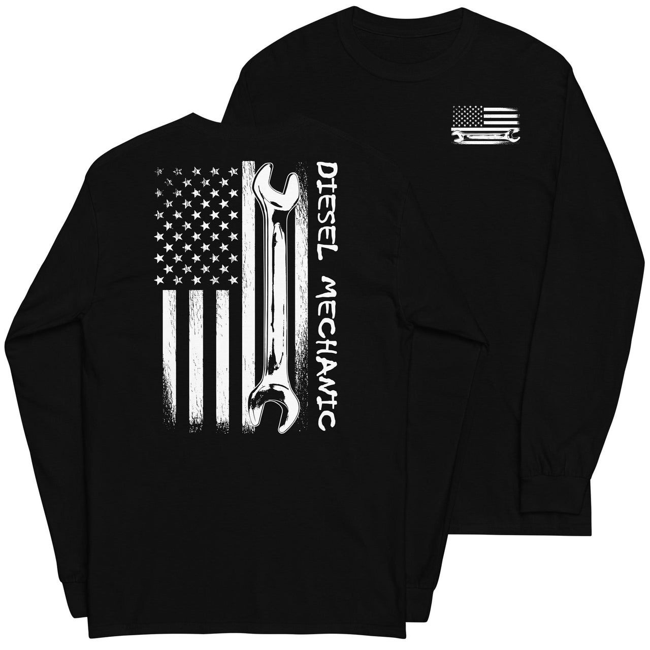 Diesel Mechanic American Flag Long Sleeve T-Shirt