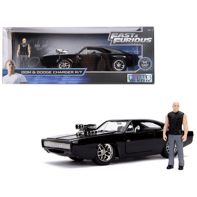 Dodge Charger R/T with Dom Diecast Figurine "Fast & Furious" 1/24 Diecast Model Car by Jada