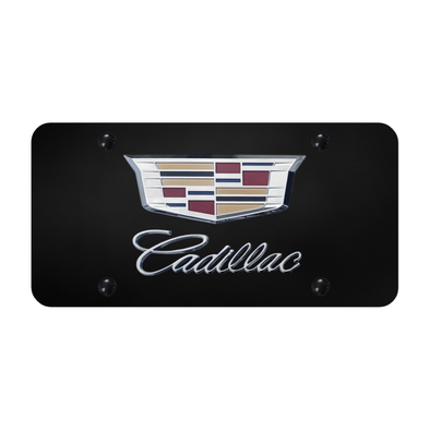 Dual Cadillac 2014 License Plate - Chrome on Black