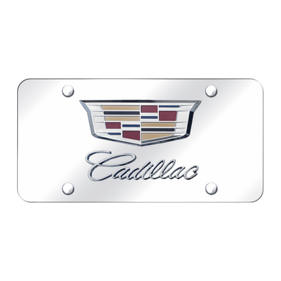 Dual Cadillac 2014 License Plate - Chrome on Mirrored