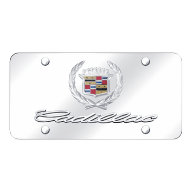 Dual Cadillac License Plate - Chrome on Mirrored