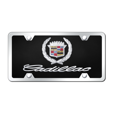 Dual Cadillac License Plate Kit - Chrome on Black