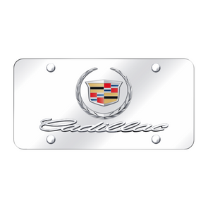 Dual Cadillac Logo License Plate - Chrome on Mirrored