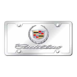 Dual Cadillac Logo License Plate Kit - Chrome on Mirrored