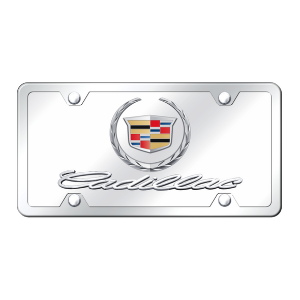 Dual Cadillac Logo License Plate Kit - Chrome on Mirrored