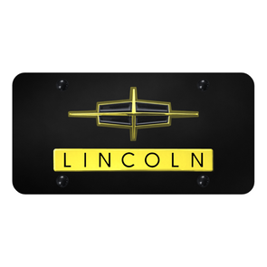 Dual Lincoln License Plate - Gold on Black