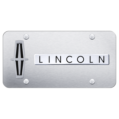 Dual Lincoln Vertical (Black Fill) Plate - Chrome on Brushed