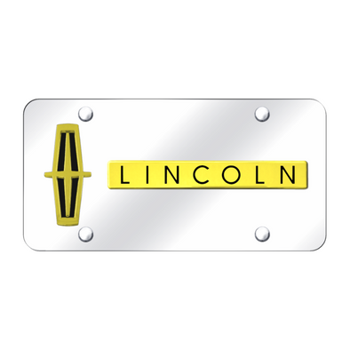 Dual Lincoln Verticle (Black Fill) Plate - Gold on Mirrored
