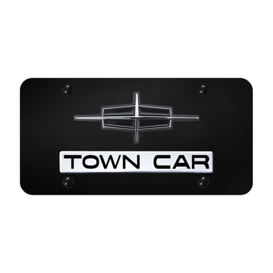 Dual Town Car License Plate - Chrome on Black