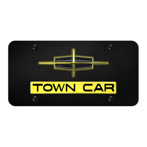 Dual Town Car License Plate - Gold on Black