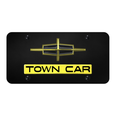 Dual Town Car License Plate - Gold on Mirrored