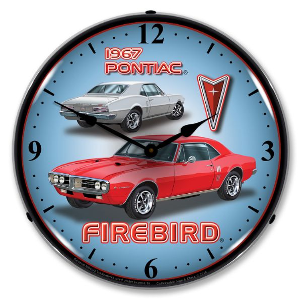 1967 1967 Pontiac Firebird LED Clock. Red & White  - CA