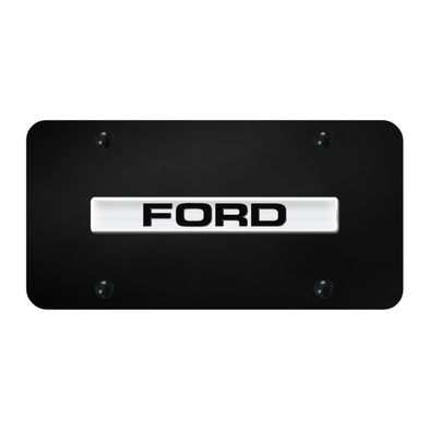 Ford Name License Plate - Chrome on Black