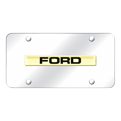 Ford Name License Plate - Gold on Mirrored