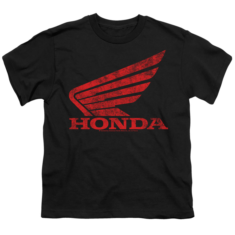 Honda Distressed Powersports Wing-Youth Short Sleeve-Black