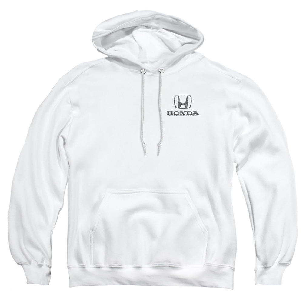 Honda Distressed Left Chest Logo-Adult Pullover Hoodie-White