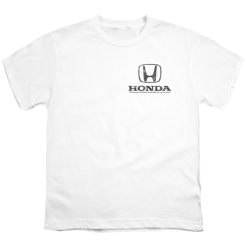 Honda Distressed Left Chest Logo-Youth Short Sleeve-White