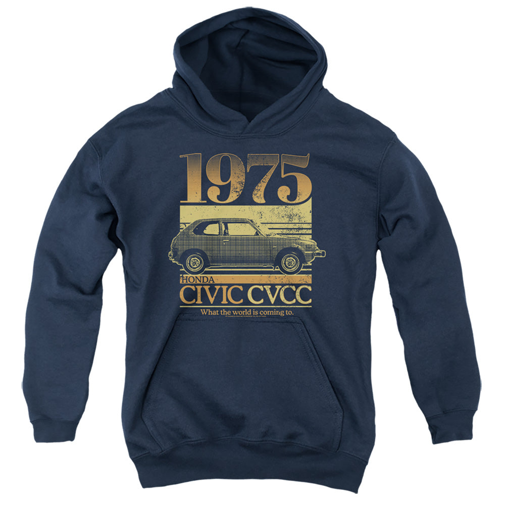 Honda Civic, What The World Is Coming To-Youth Hooded Sweatshirt-Navy