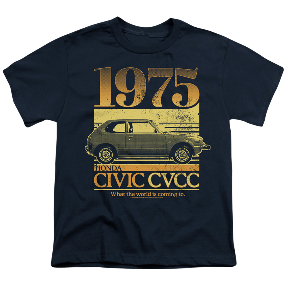 Honda Civic, What The World Is Coming To-Youth Short Sleeve-Navy