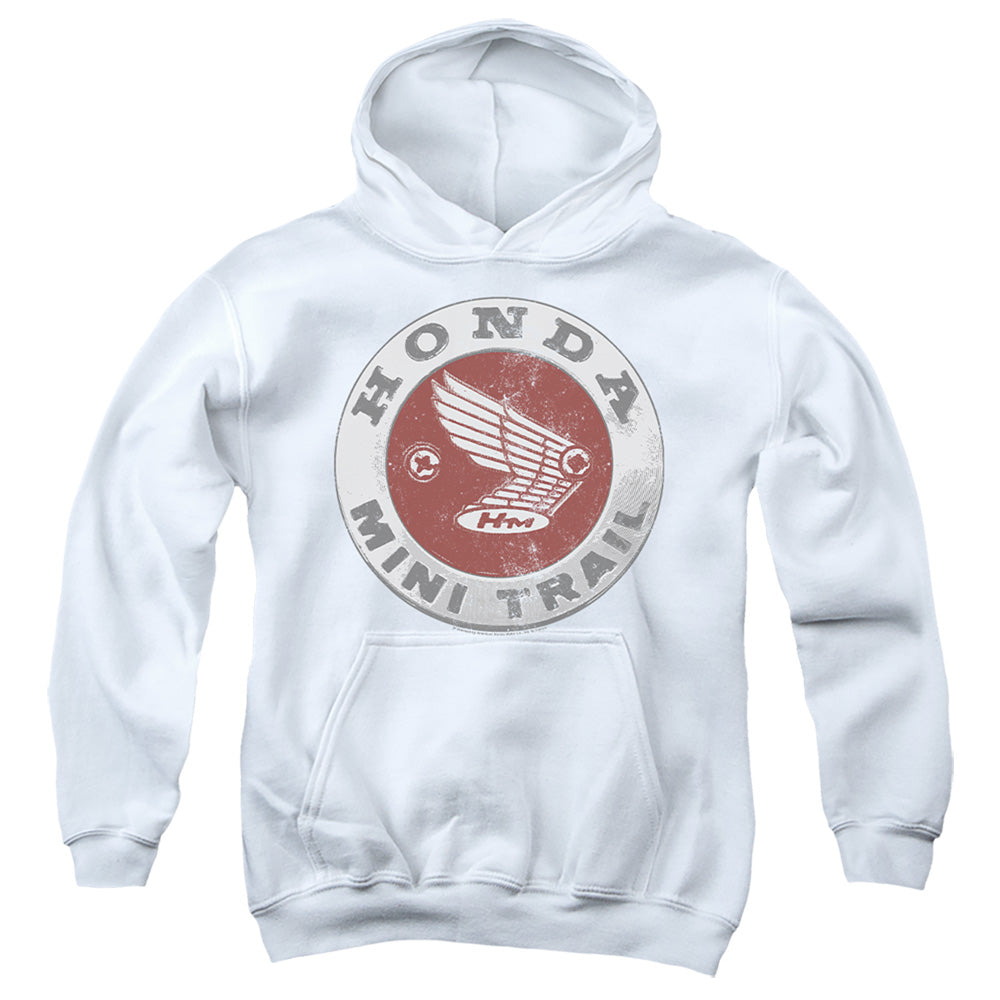 Honda Engraved Mini Trail Badge-Youth Hooded Sweatshirt-White