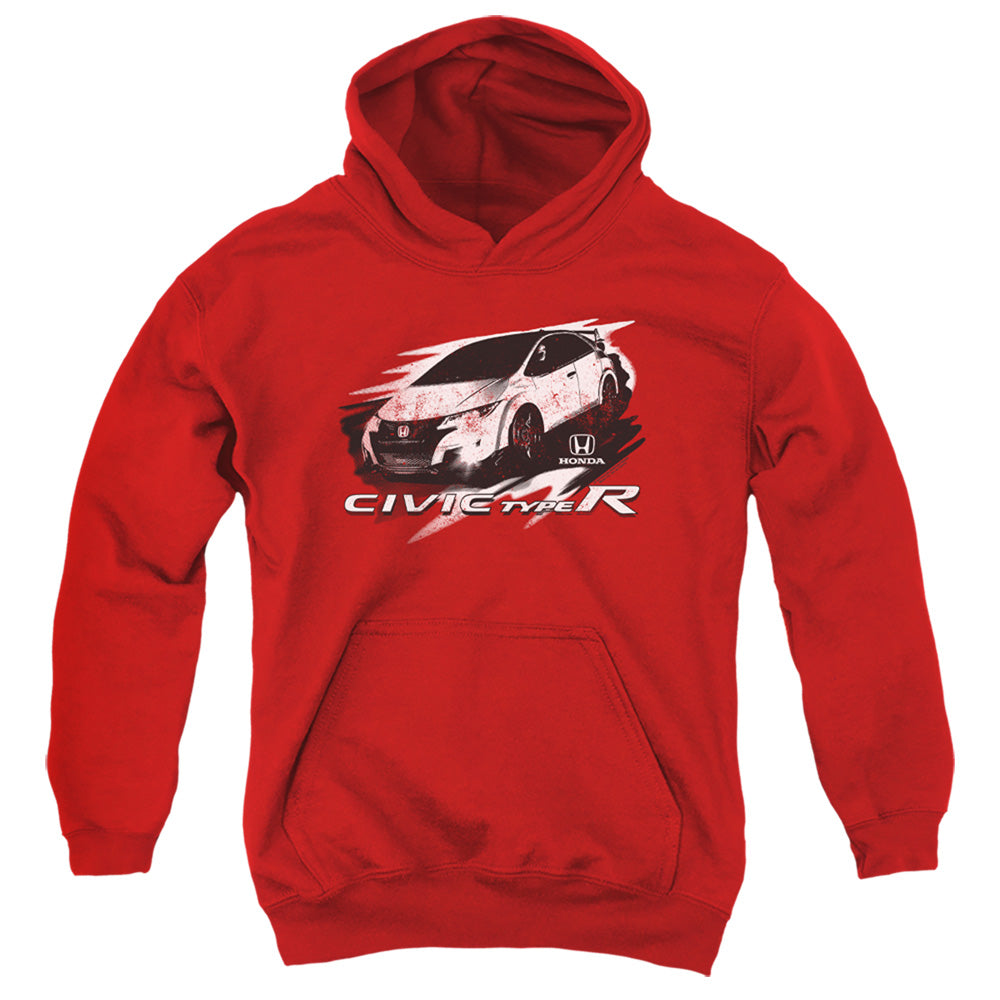 Honda Civic Typer Street-Youth Hooded Sweatshirt-Red