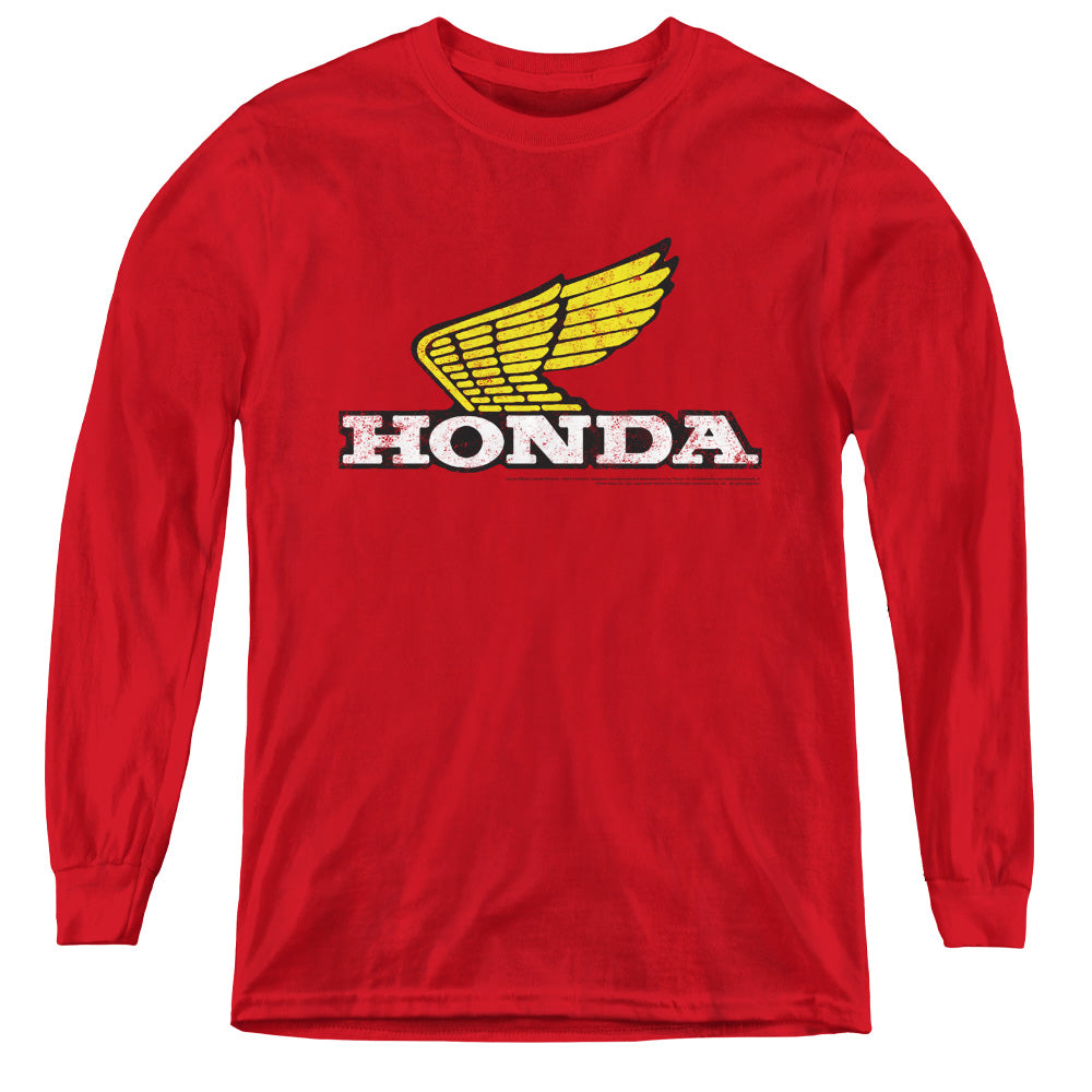 Honda/Yellow Wing Logo-L/S Youth-Red