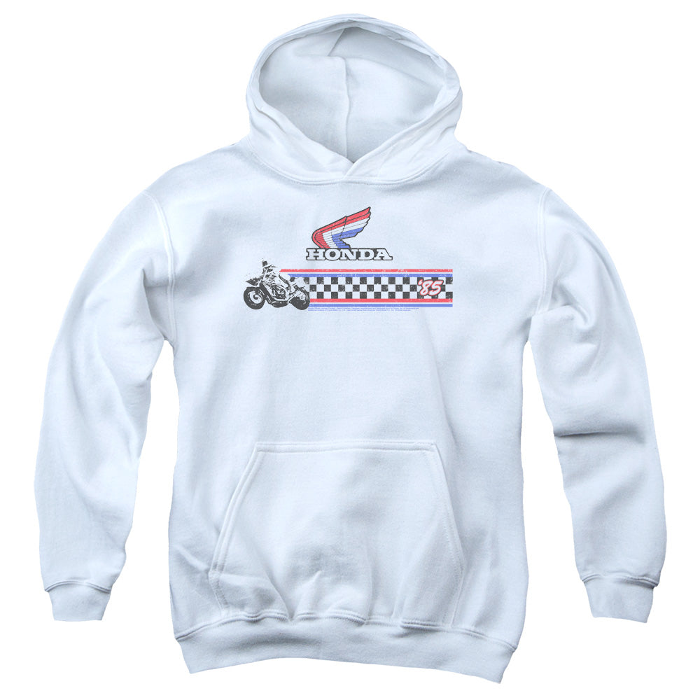 Honda 1985 Red White Blue-Youth Hooded Sweatshirt-White