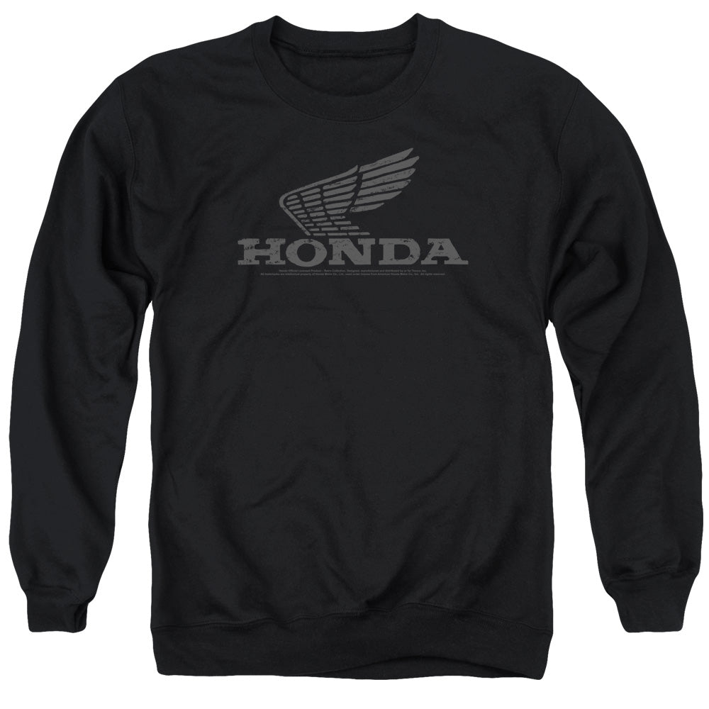 Honda/Vintage Wing-Adult Crewneck Sweatshirt-Black