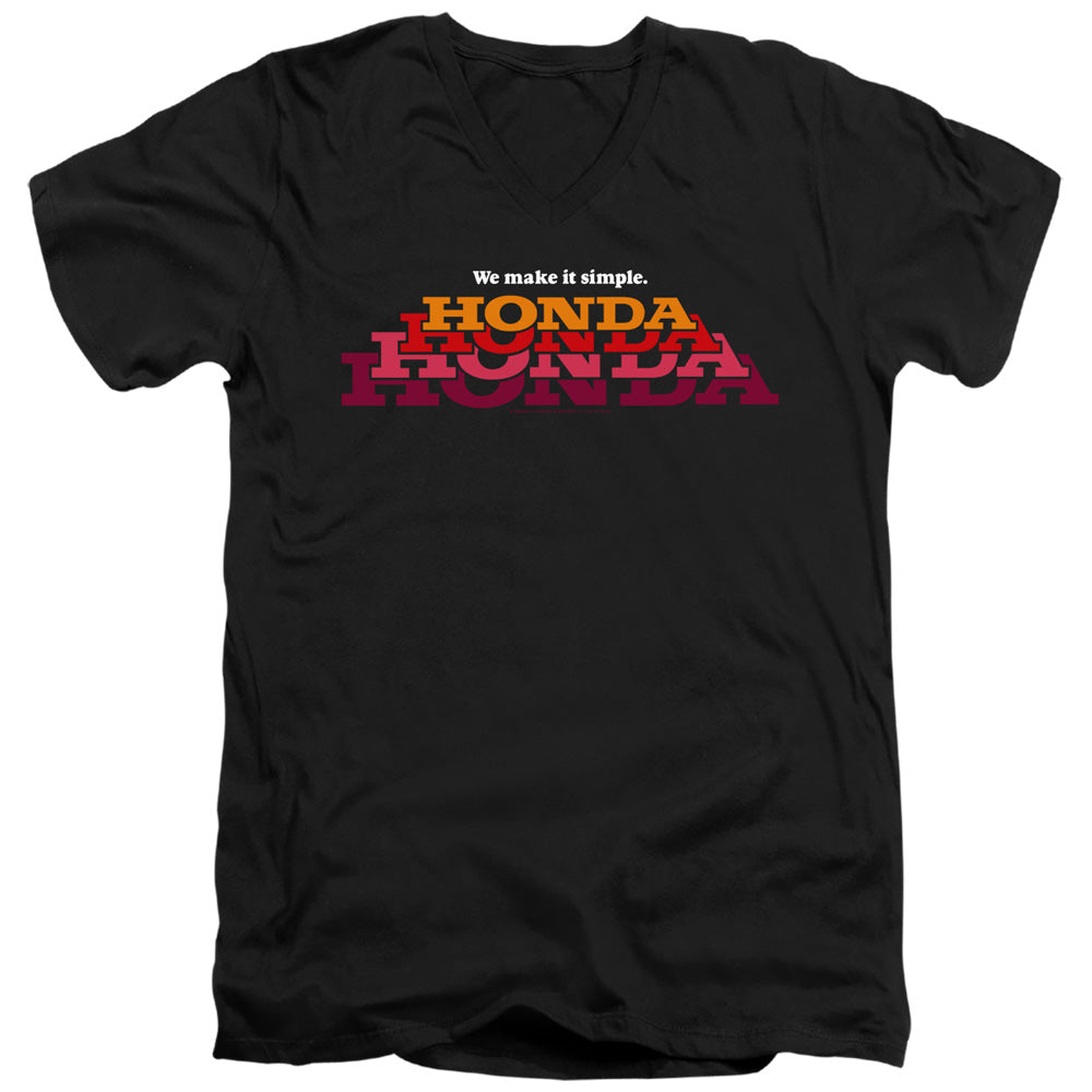 Honda Make It Simple Logo-Adult Slim Fit V Neck Cotton-Black