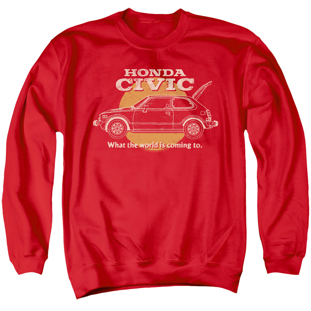 Honda Civic Coming World-Adult Crewneck Sweatshirt-Red