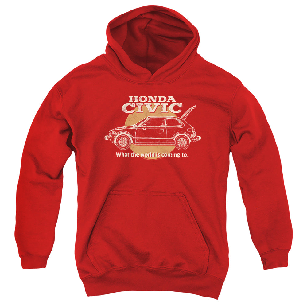 Honda Civic Coming World-Youth Hooded Sweatshirt-Red