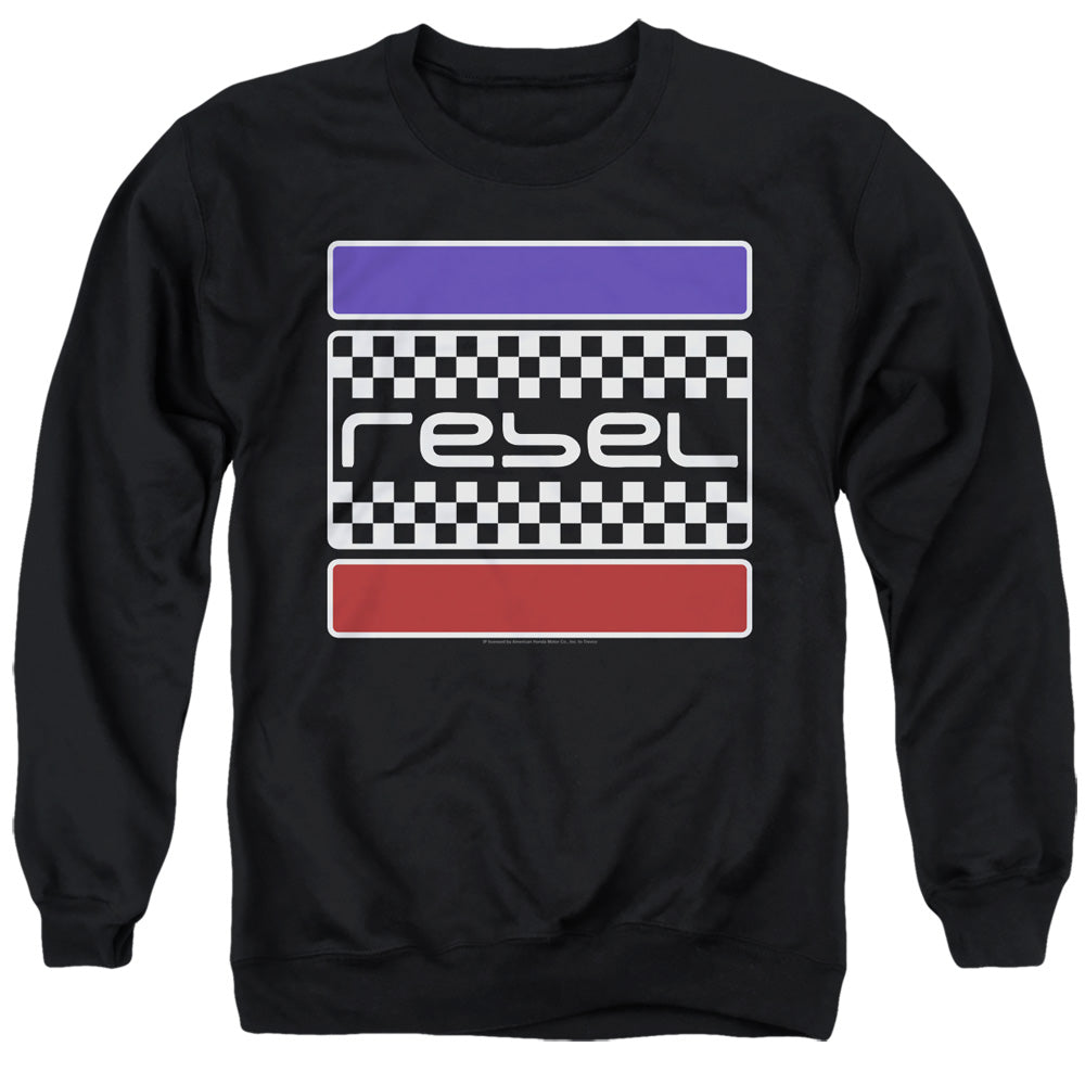 Honda Rebel Checkers-Adult Crewneck Sweatshirt-Black