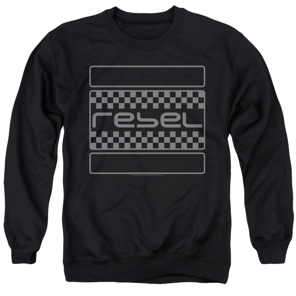 Honda Rebel Checkers Grey-Adult Crewneck Sweatshirt-Black