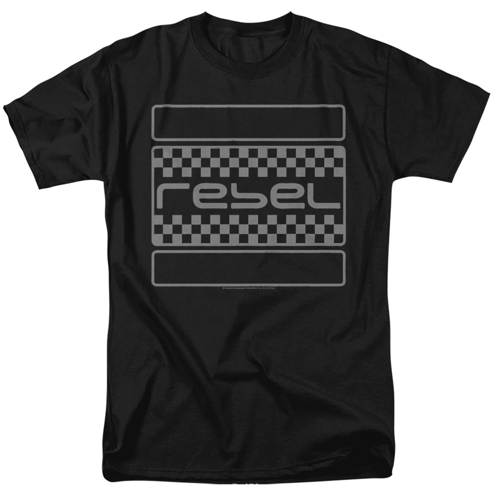 Honda/Rebel Checkers Grey-Adult Regular Fit Short Sleeve-Black