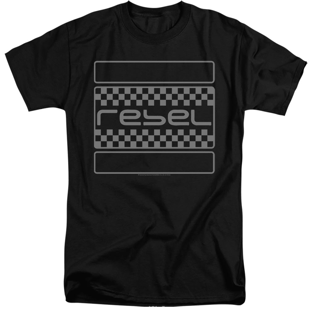 Honda/Rebel Checkers Grey-Adult Tall Fit Short Sleeve-Black