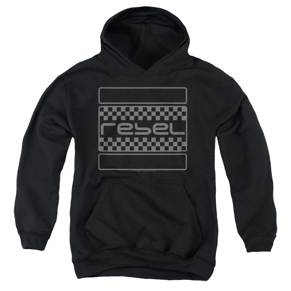 Honda Rebel Checkers Grey-Youth Hooded Sweatshirt-Black